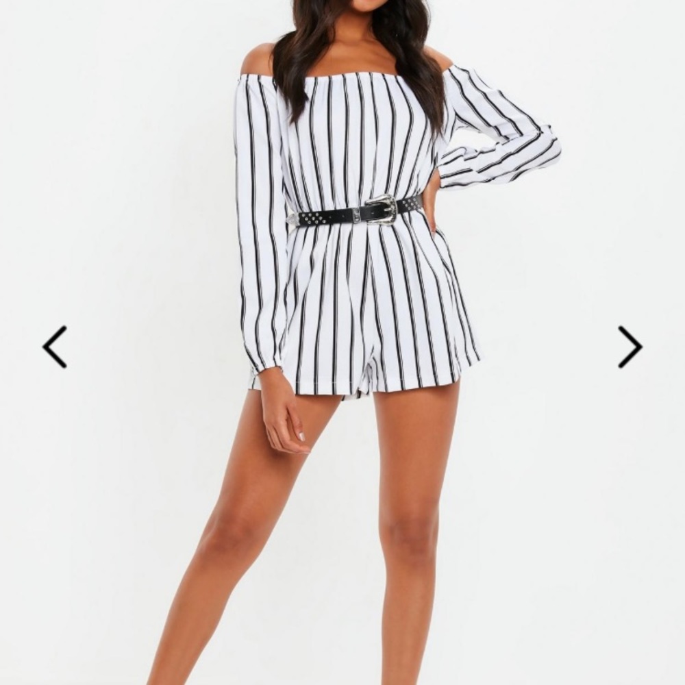 misguided striped bardot romper